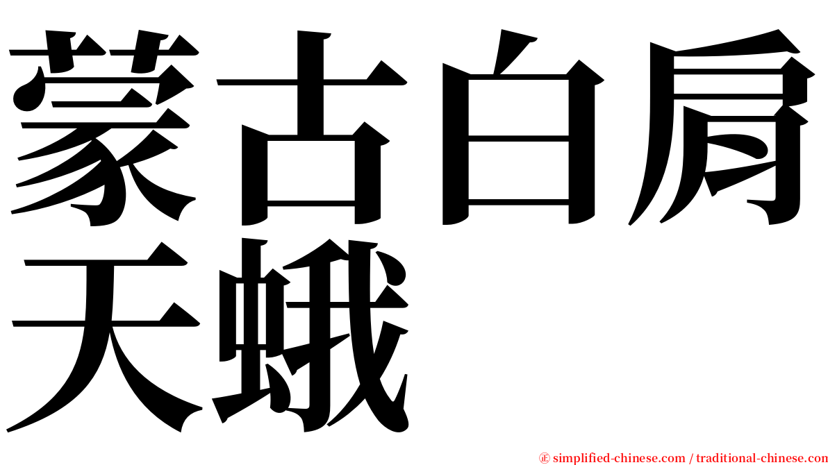 蒙古白肩天蛾 serif font