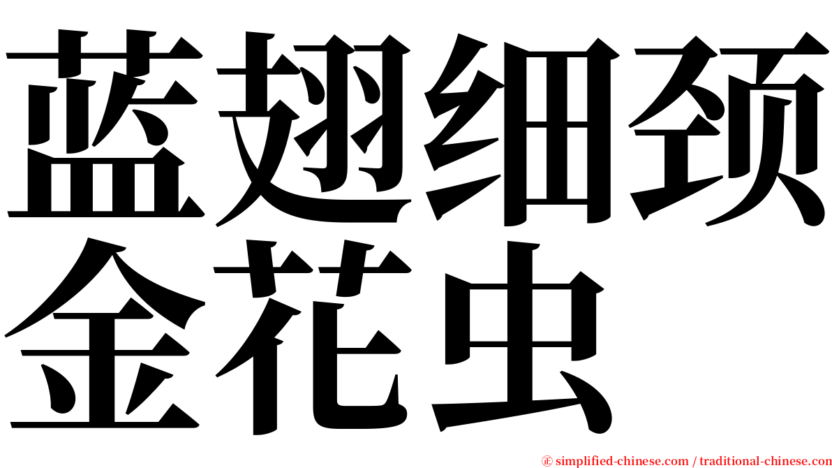 蓝翅细颈金花虫 serif font