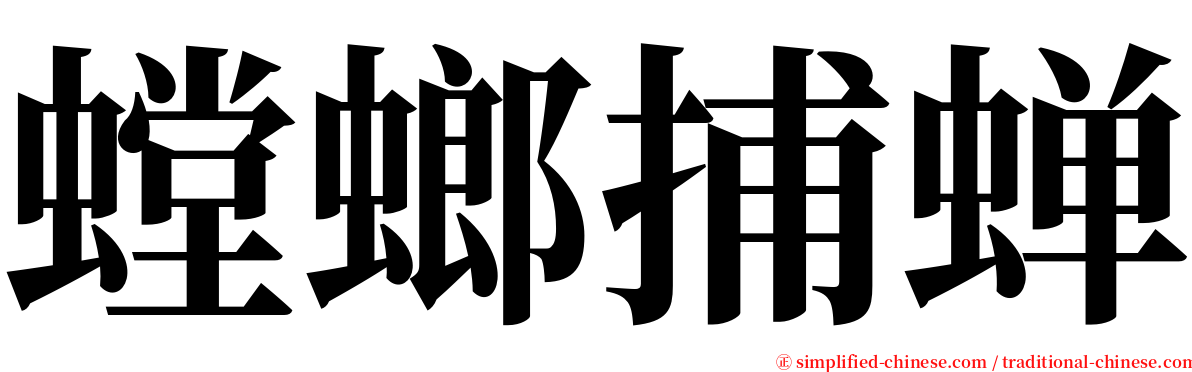 螳螂捕蝉 serif font