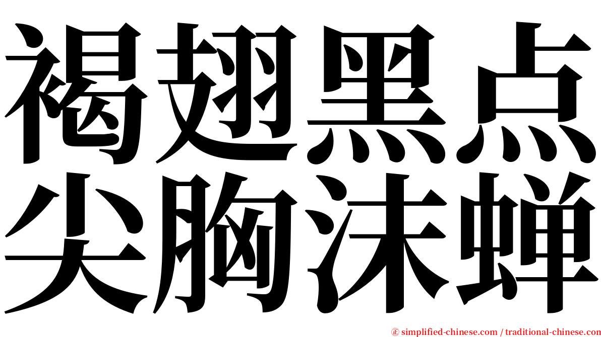 褐翅黑点尖胸沫蝉 serif font