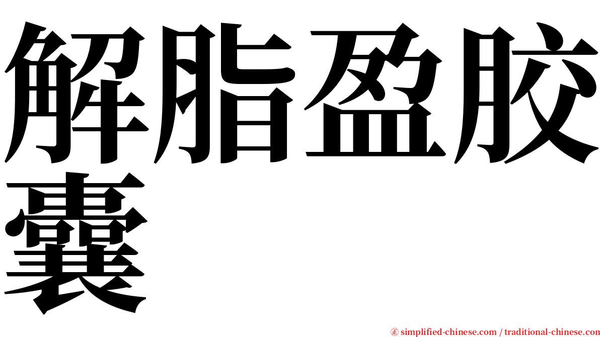 解脂盈胶囊 serif font