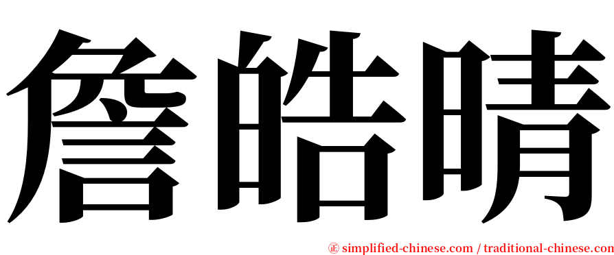 詹皓晴 serif font