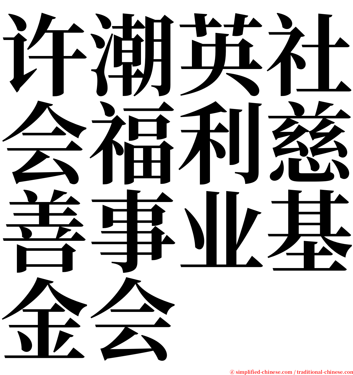 许潮英社会福利慈善事业基金会 serif font