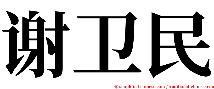 谢卫民 serif font