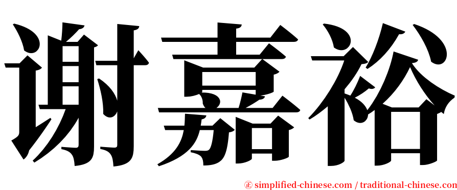 谢嘉裕 serif font