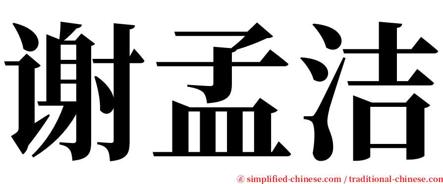 谢孟洁 serif font