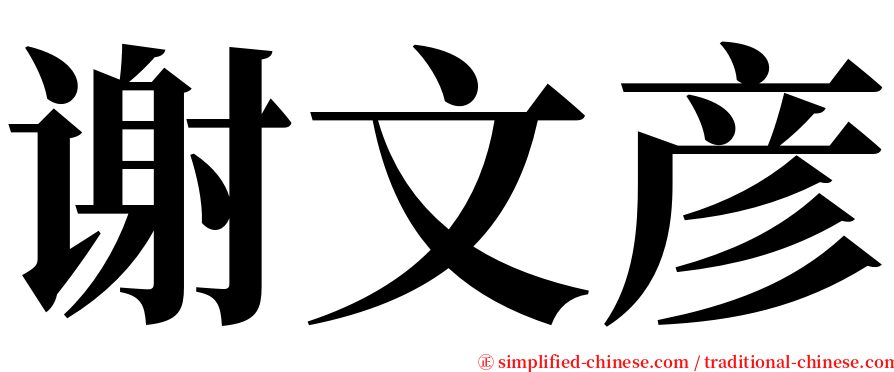 谢文彦 serif font