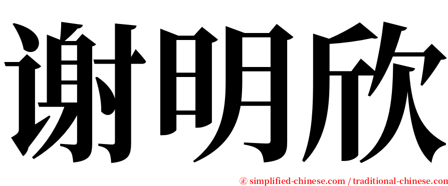谢明欣 serif font