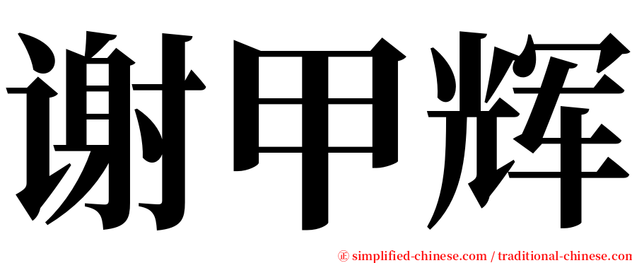谢甲辉 serif font