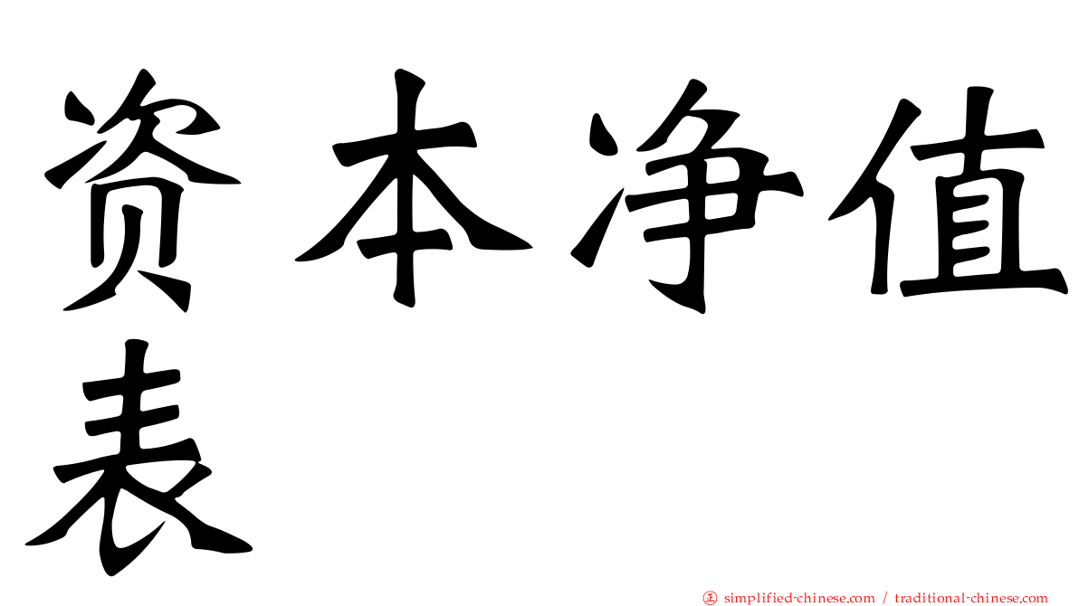 资本净值表