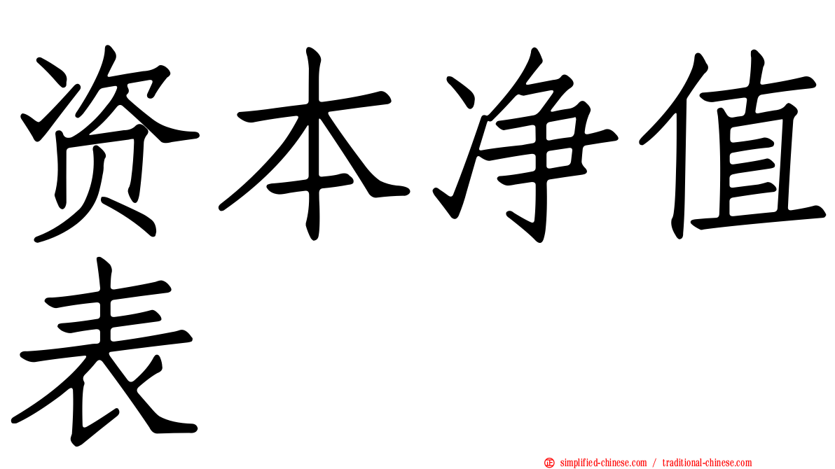 资本净值表