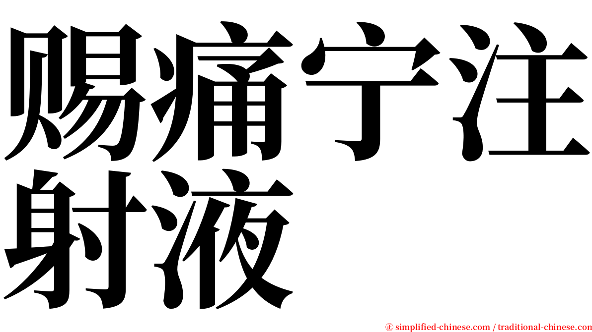 赐痛宁注射液 serif font