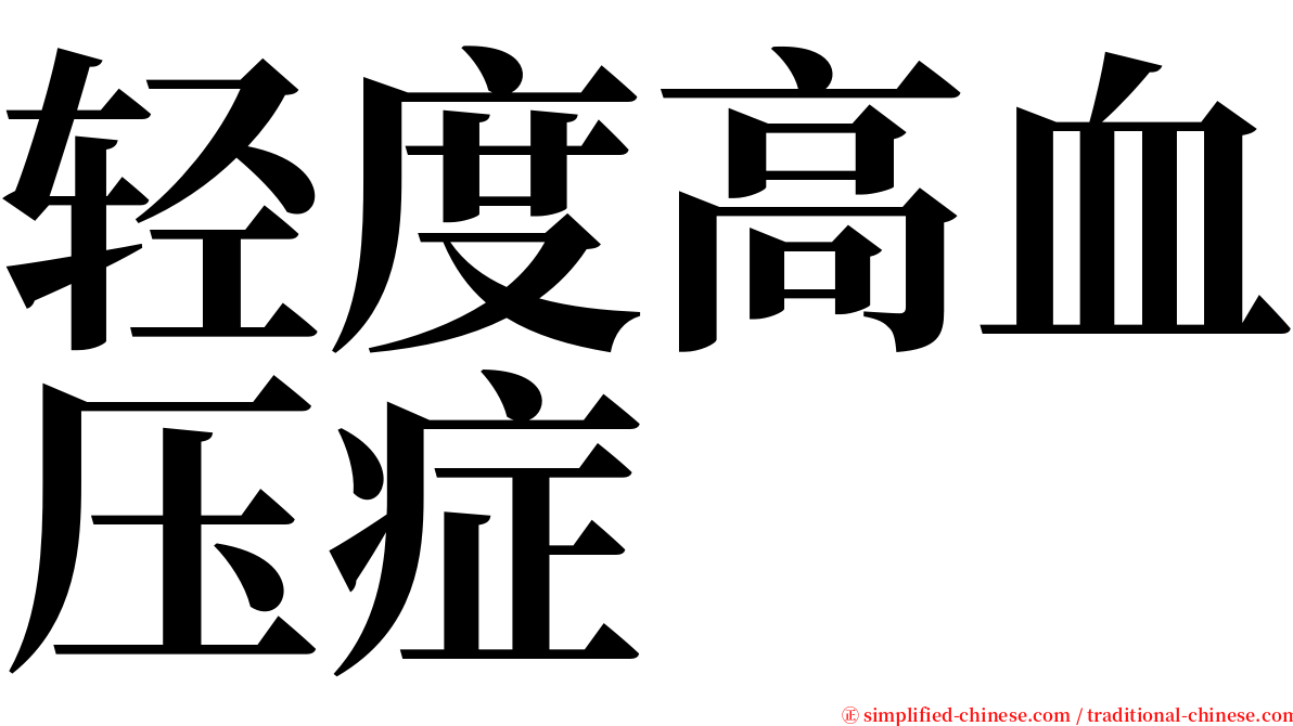 轻度高血压症 serif font