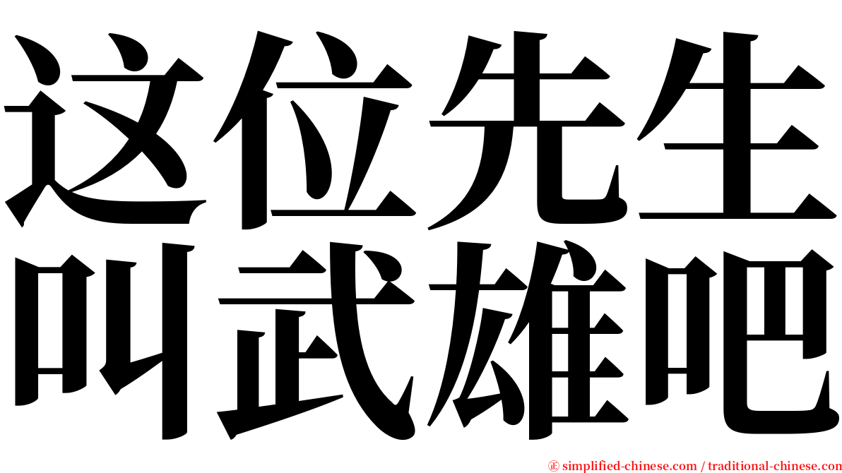 这位先生叫武雄吧 serif font