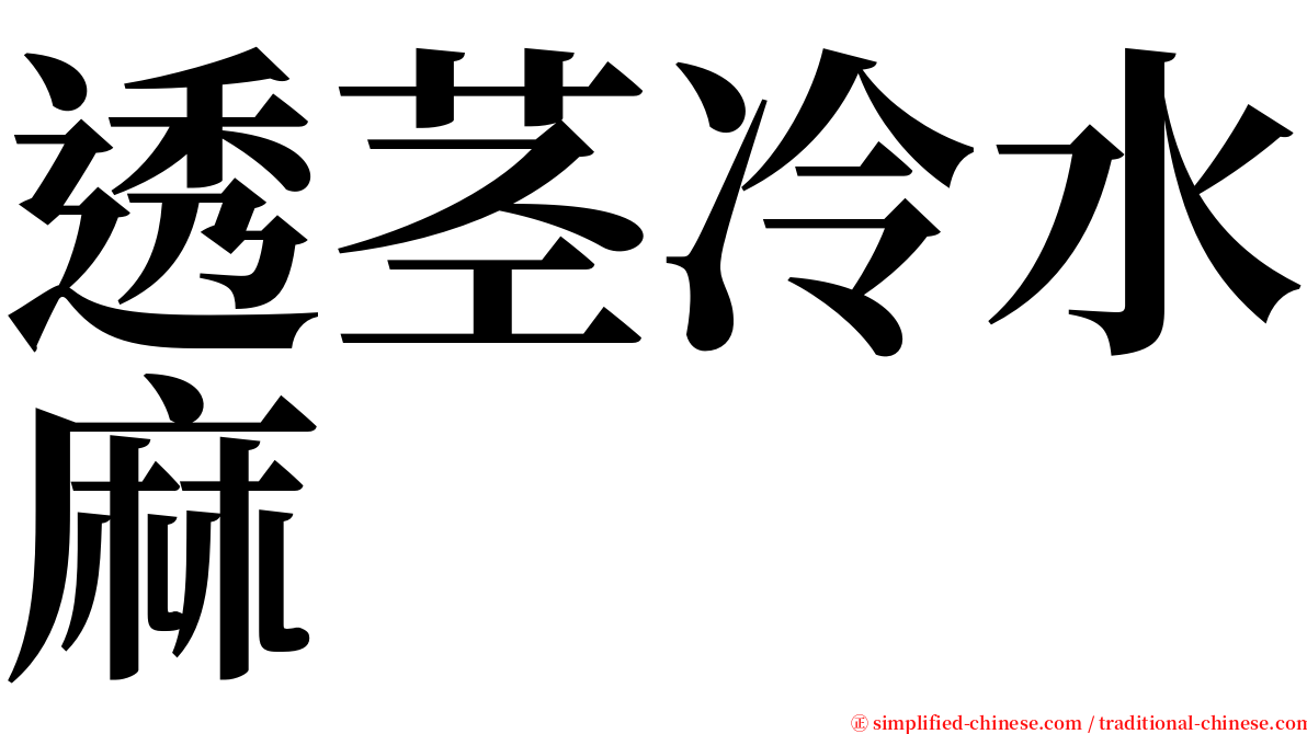 透茎冷水麻 serif font