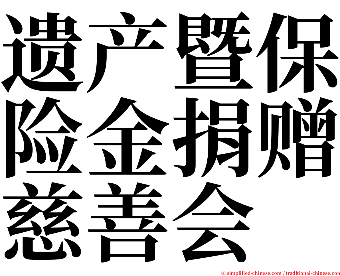 遗产暨保险金捐赠慈善会 serif font