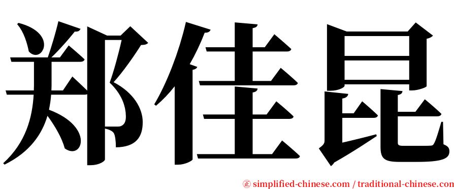 郑佳昆 serif font