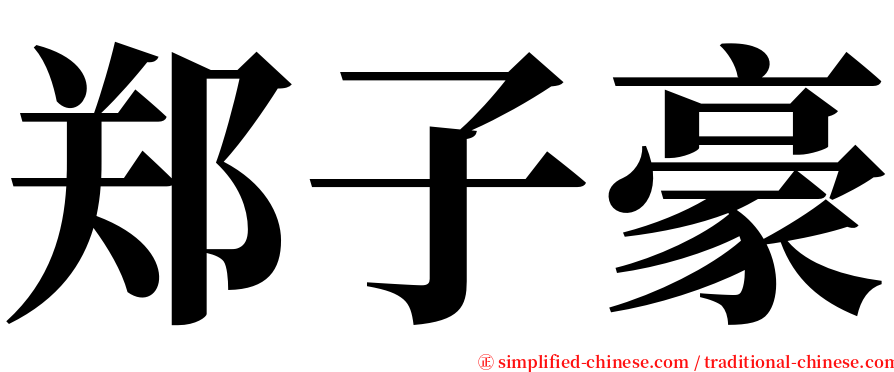 郑子豪 serif font