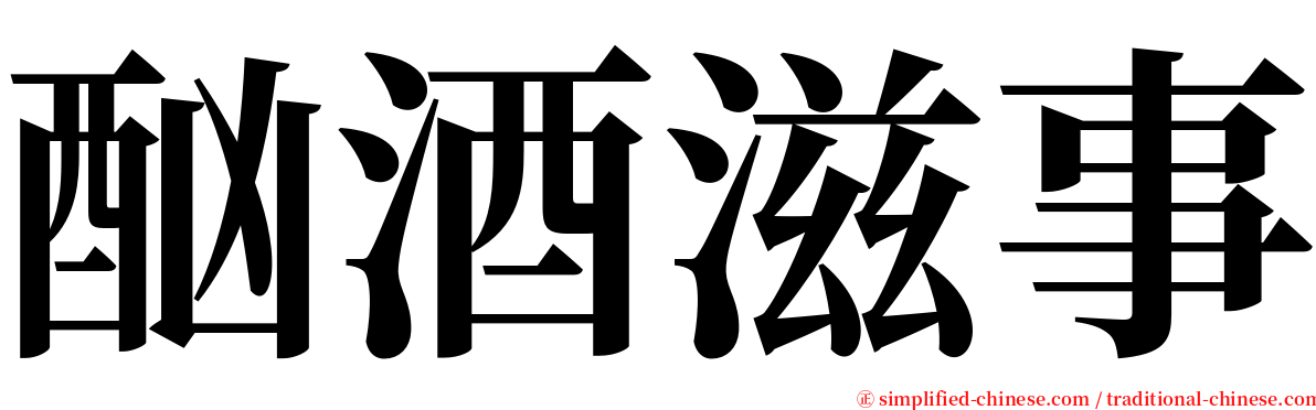 酗酒滋事 serif font