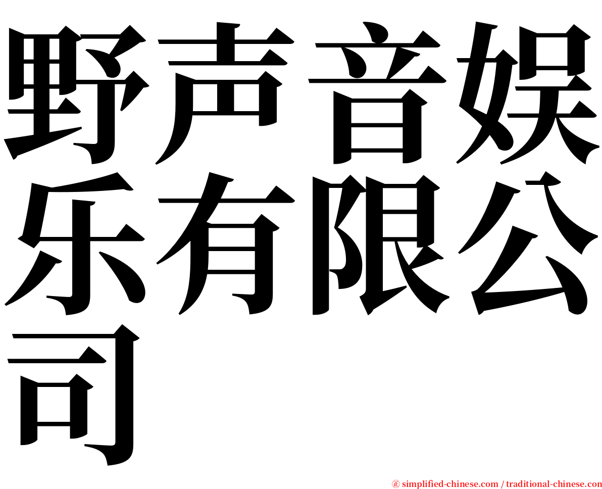 野声音娱乐有限公司 serif font