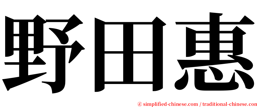 野田惠 serif font