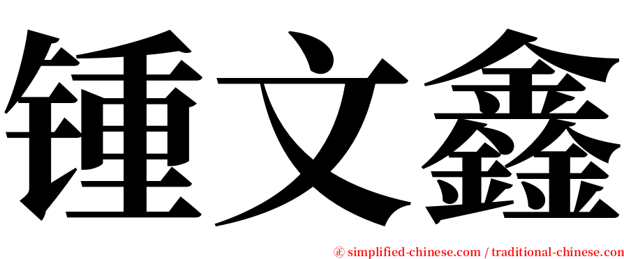 锺文鑫 serif font