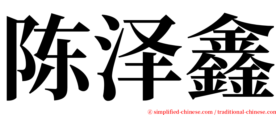 陈泽鑫 serif font