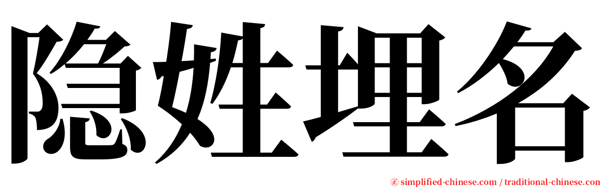 隐姓埋名 serif font