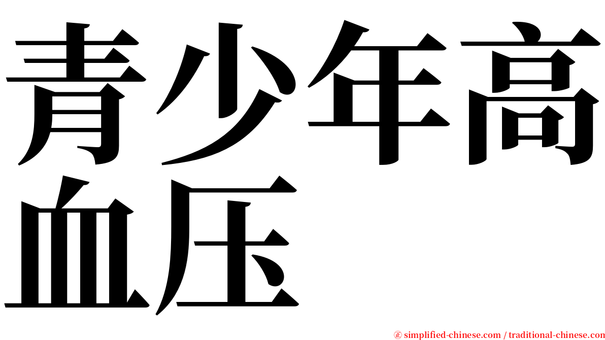 青少年高血压 serif font