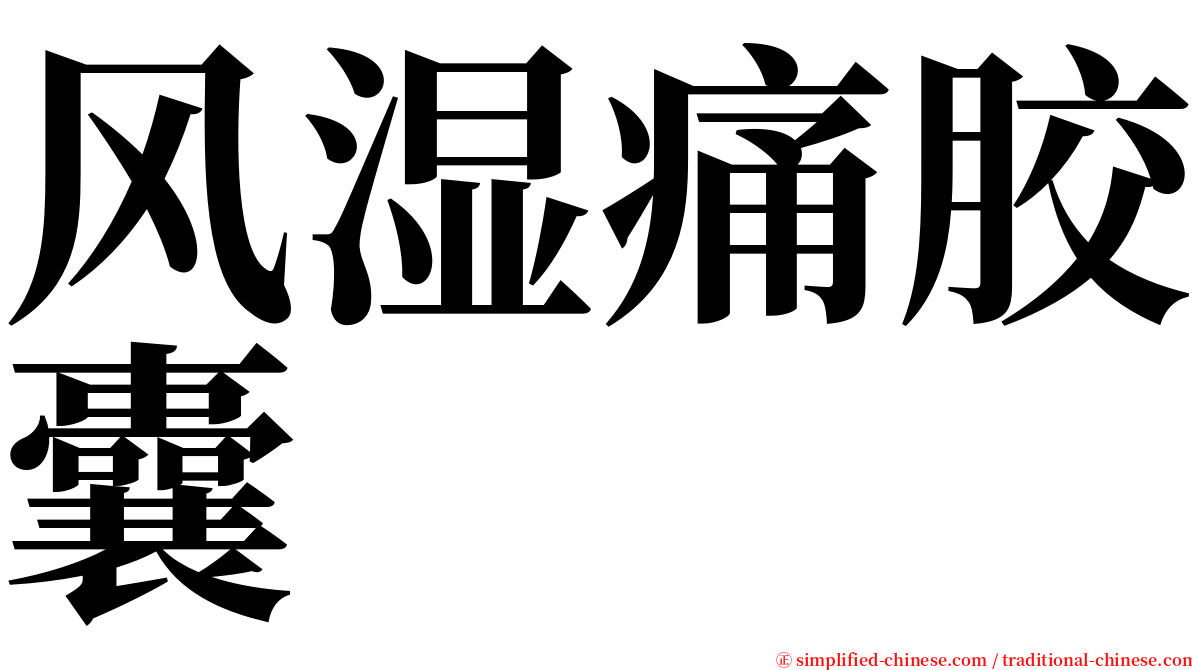 风湿痛胶囊 serif font