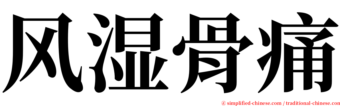 风湿骨痛 serif font