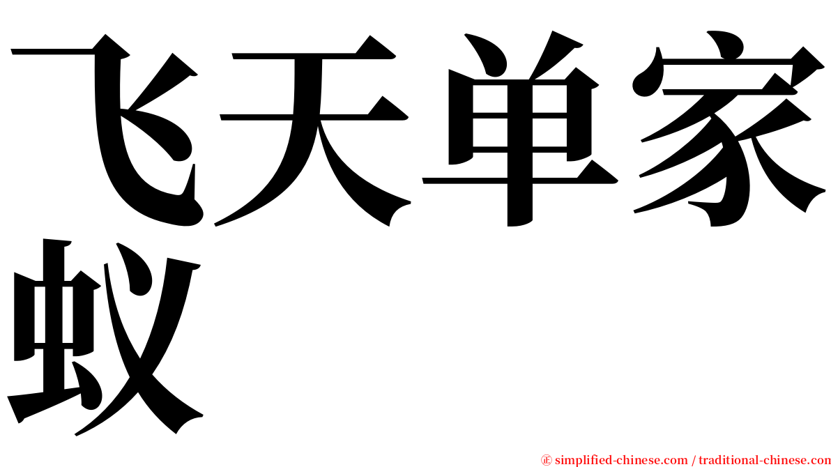 飞天单家蚁 serif font