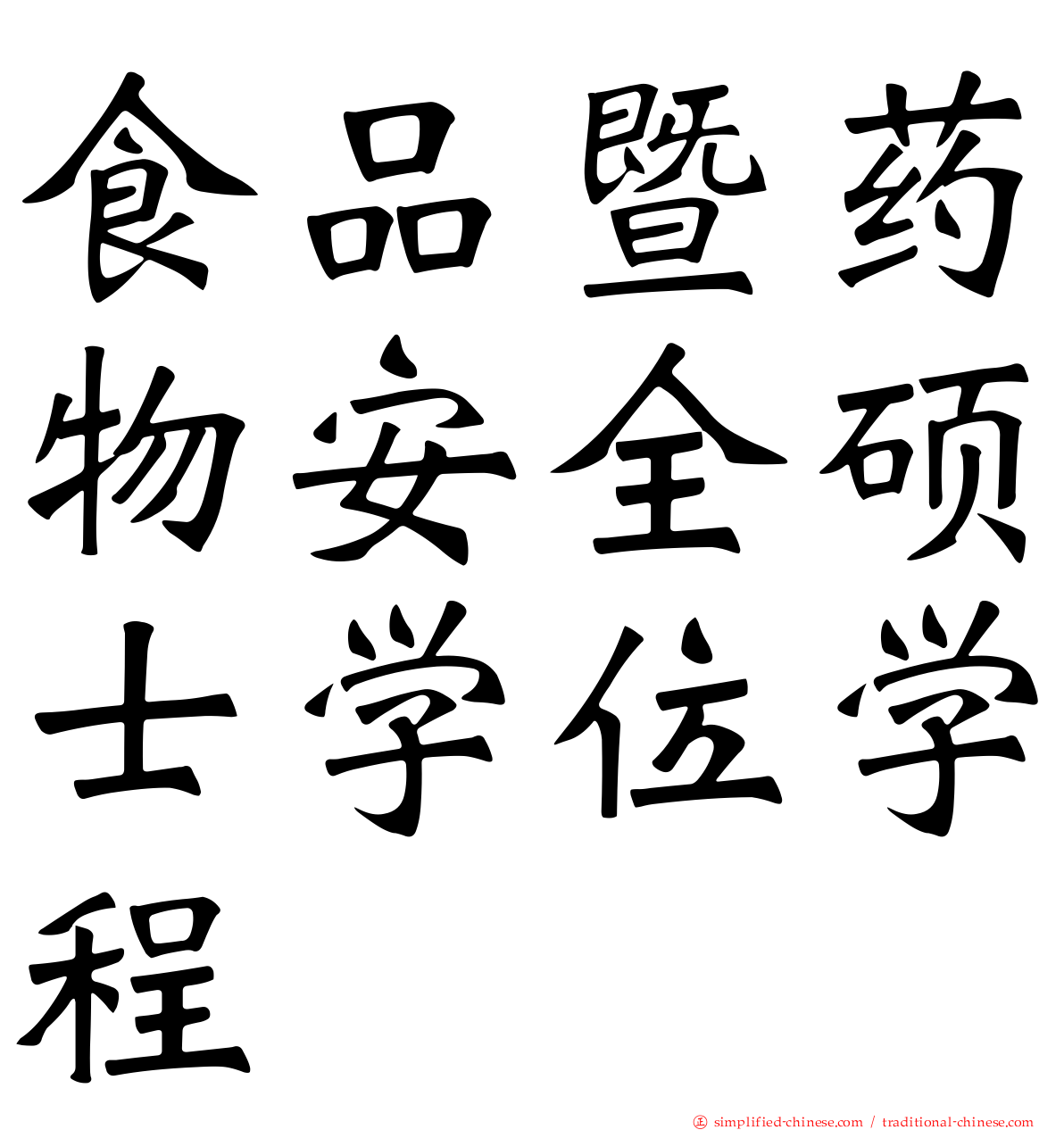 食品暨药物安全硕士学位学程