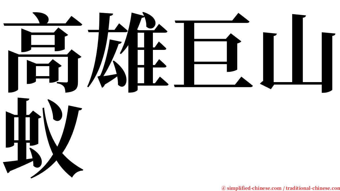 高雄巨山蚁 serif font