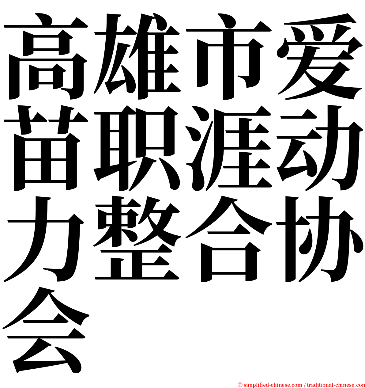 高雄市爱苗职涯动力整合协会 serif font