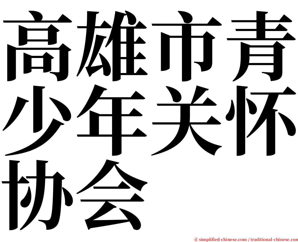 高雄市青少年关怀协会 serif font
