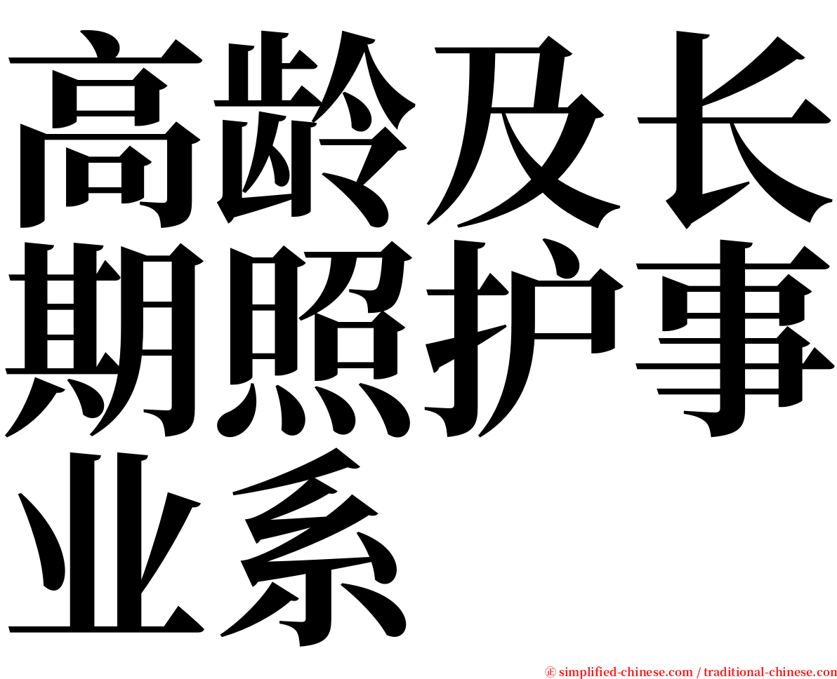 高龄及长期照护事业系 serif font