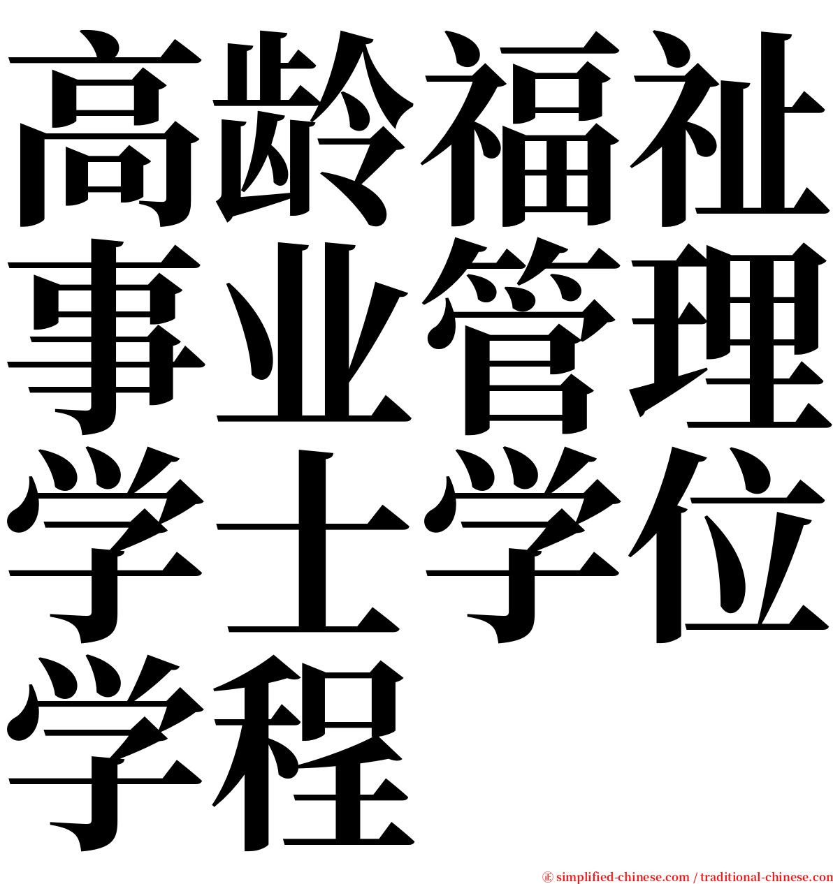 高龄福祉事业管理学士学位学程 serif font