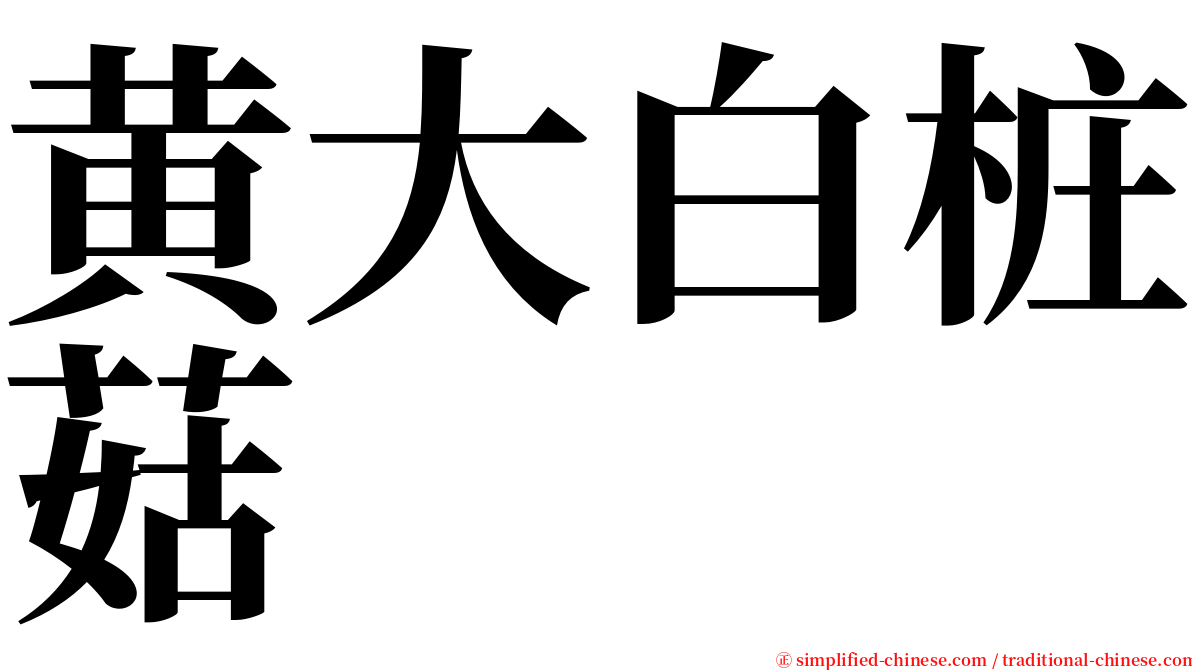 黄大白桩菇 serif font