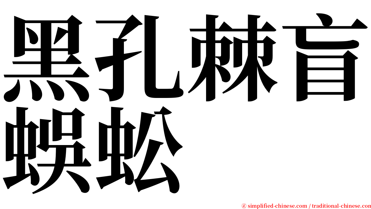 黑孔棘盲蜈蚣 serif font