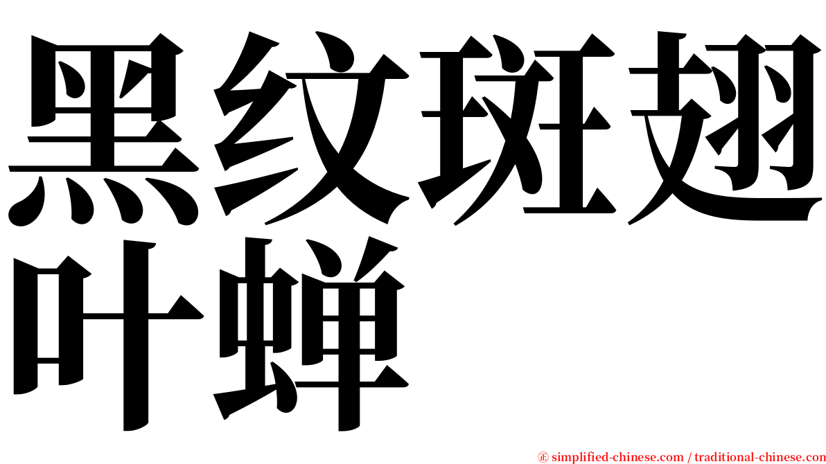 黑纹斑翅叶蝉 serif font