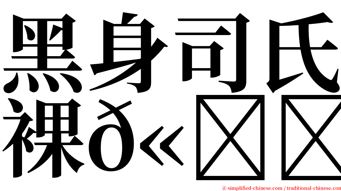 黑身司氏裸𫚙 serif font