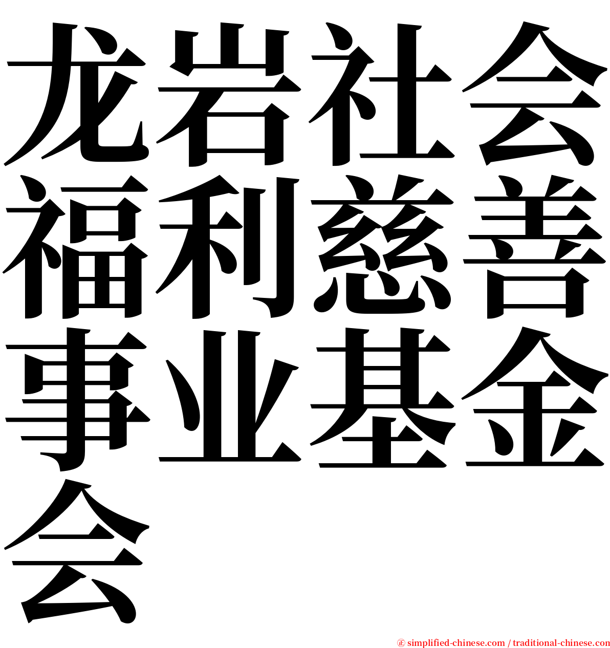 龙岩社会福利慈善事业基金会 serif font